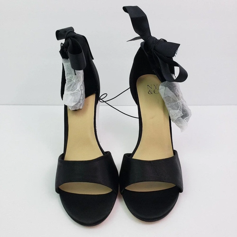 New York & Company Womens Size 8 Black Ankle Tie Formal 4